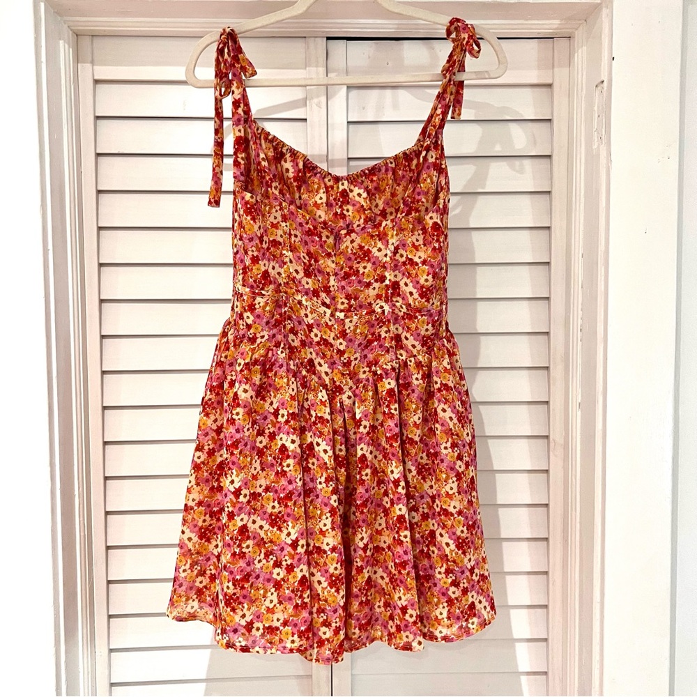 For Love and Lemons Floral Tie-Shoulder Mini Dress - Pink Floral - Picture 4 of 5